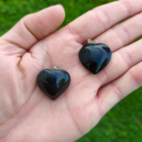 Pingente coração médio Obsidiana Negra