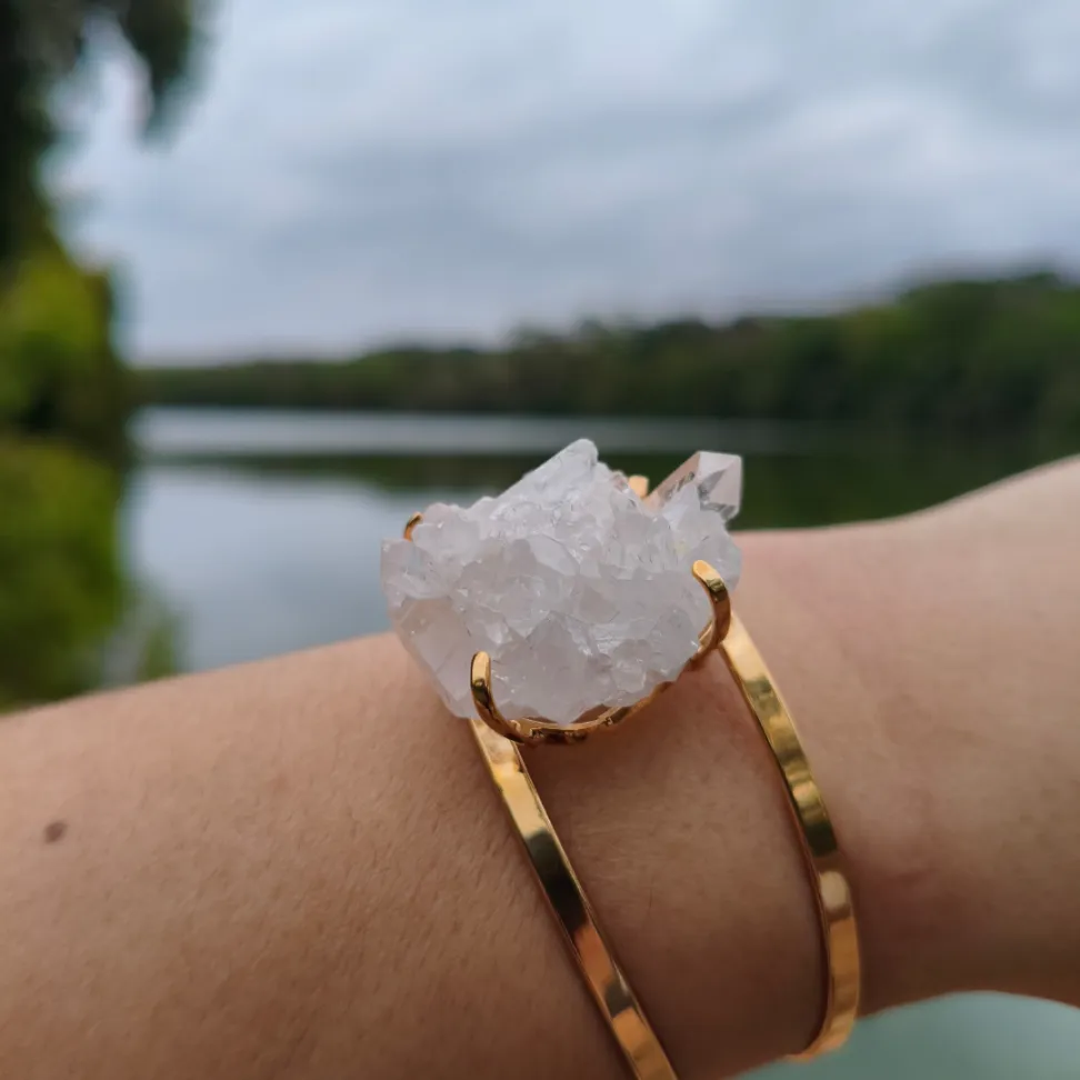 Bracelete Folheado a Ouro: Quartzo Cristal - #1
