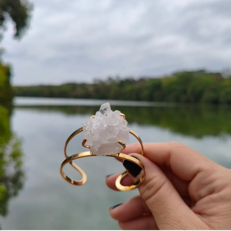 Bracelete Folheado a Ouro: Quartzo Cristal - #4