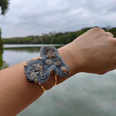 Bracelete Folheado a Ouro: Calcedônia