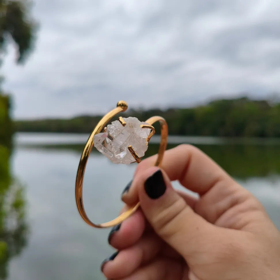 Bracelete Folheado a Ouro: Quartzo Cristal - #5