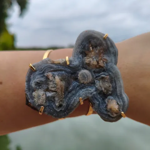 Bracelete Folheado a Ouro: Calcedônia