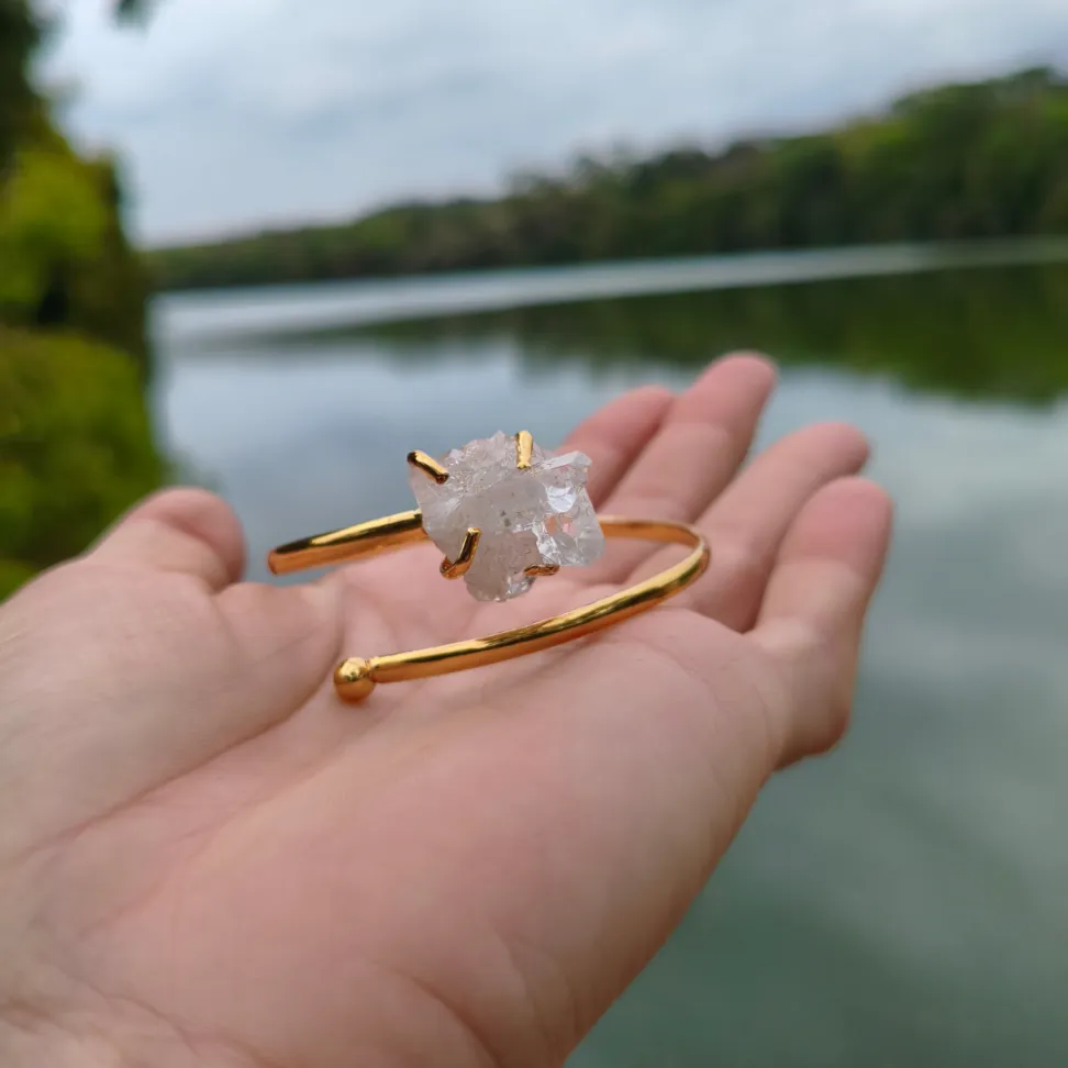Bracelete Folheado a Ouro: Quartzo Cristal - #3