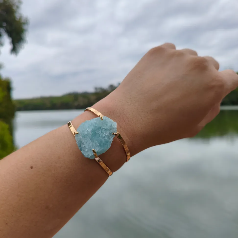 Bracelete Folheado a Ouro: Água Marinha - #2