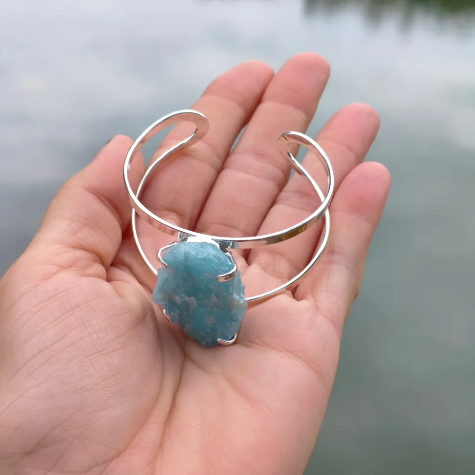 Bracelete Folheado a Prata: Água Marinha - #4