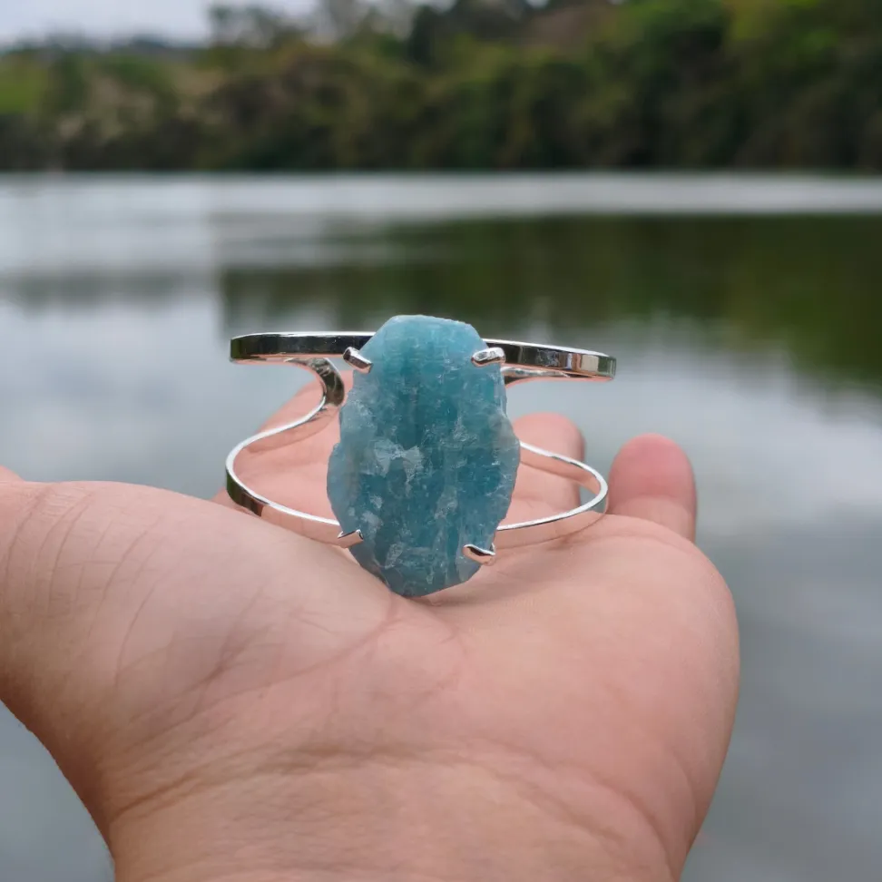 Bracelete Folheado a Prata: Água Marinha - #5