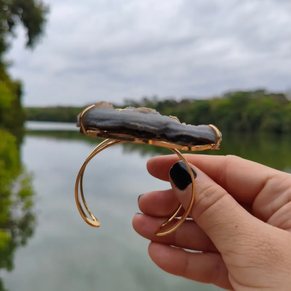 Bracelete Folheado a Ouro: Calcedônia - #8