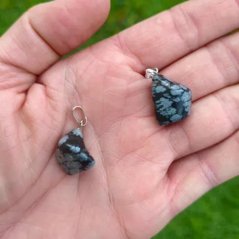 Pingente Obsidiana Flocos de Neve rolada