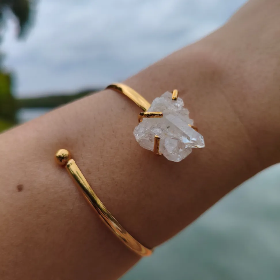 Bracelete Folheado a Ouro: Quartzo Cristal - #1