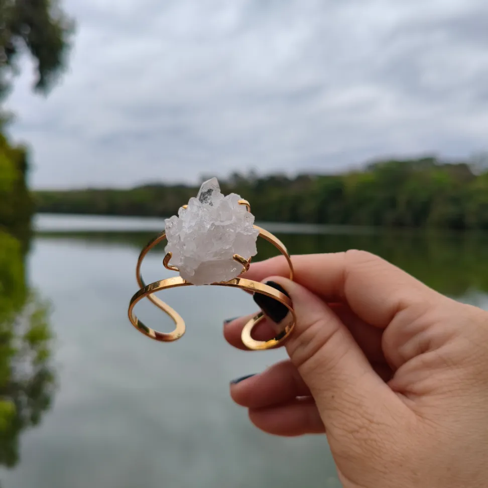Bracelete Folheado a Ouro: Quartzo Cristal - #5