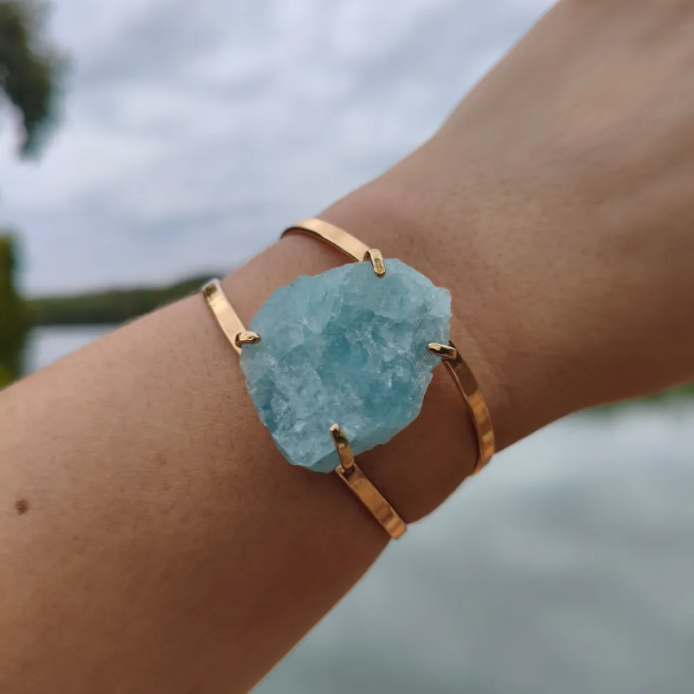 Bracelete Folheado a Ouro: Água Marinha - #1