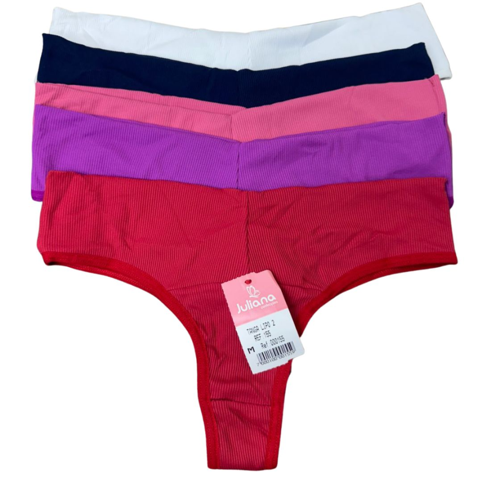 Calcinha Tanga Lipo Canelada Ref. 155 Conforto e Modelagem Perfeita