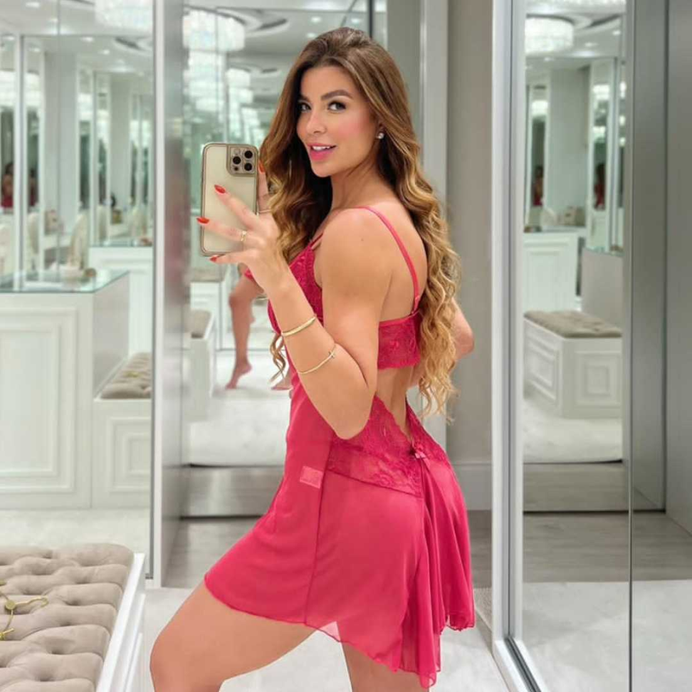 Camisola Núbia Sensual em Tule com Renda e Transparência Elegante Ref. 619 - #7