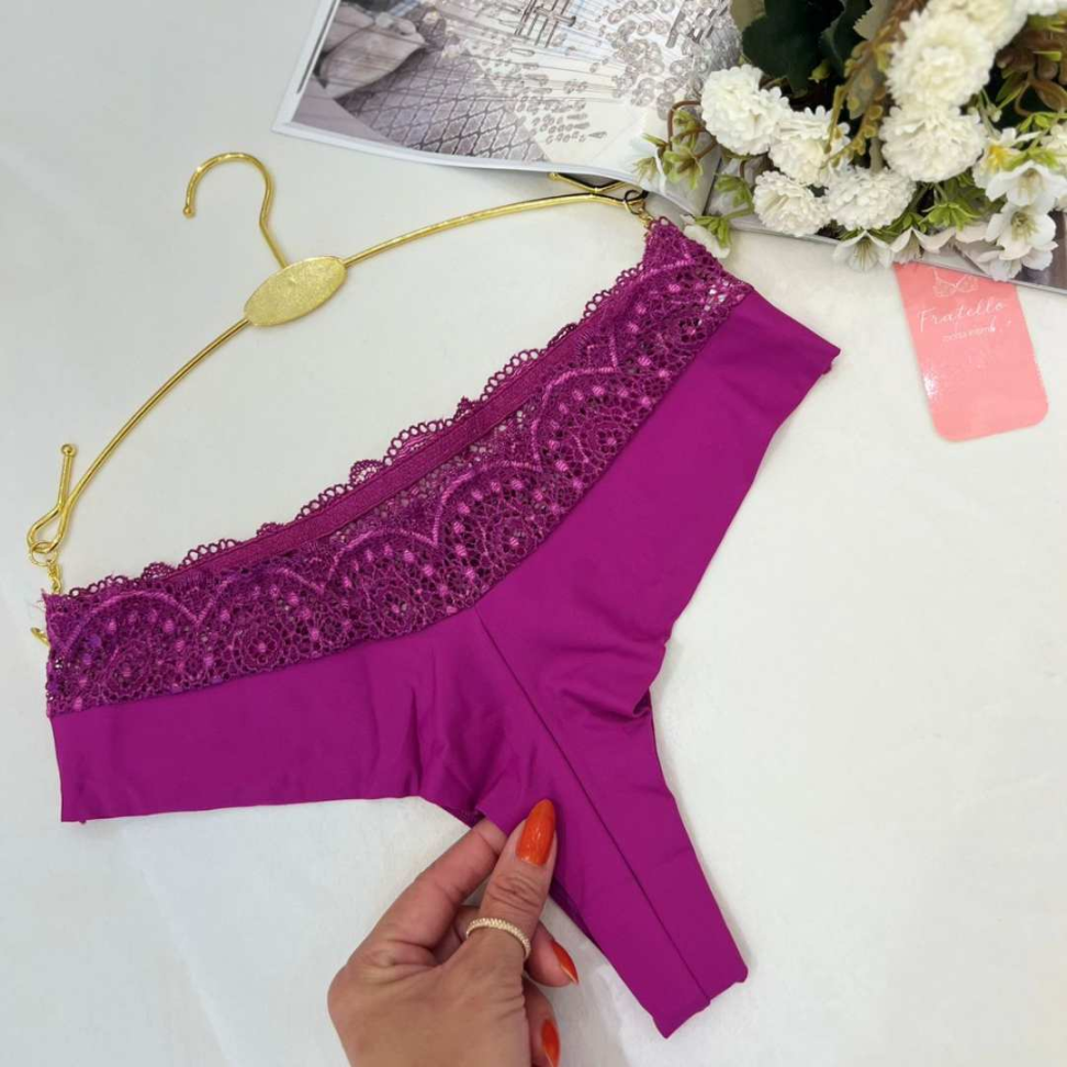Tanga Marinele Ref 148 Microfibra com Renda Delicada Confortável Calcinha Feminina Sexy Dia a Dia - #6