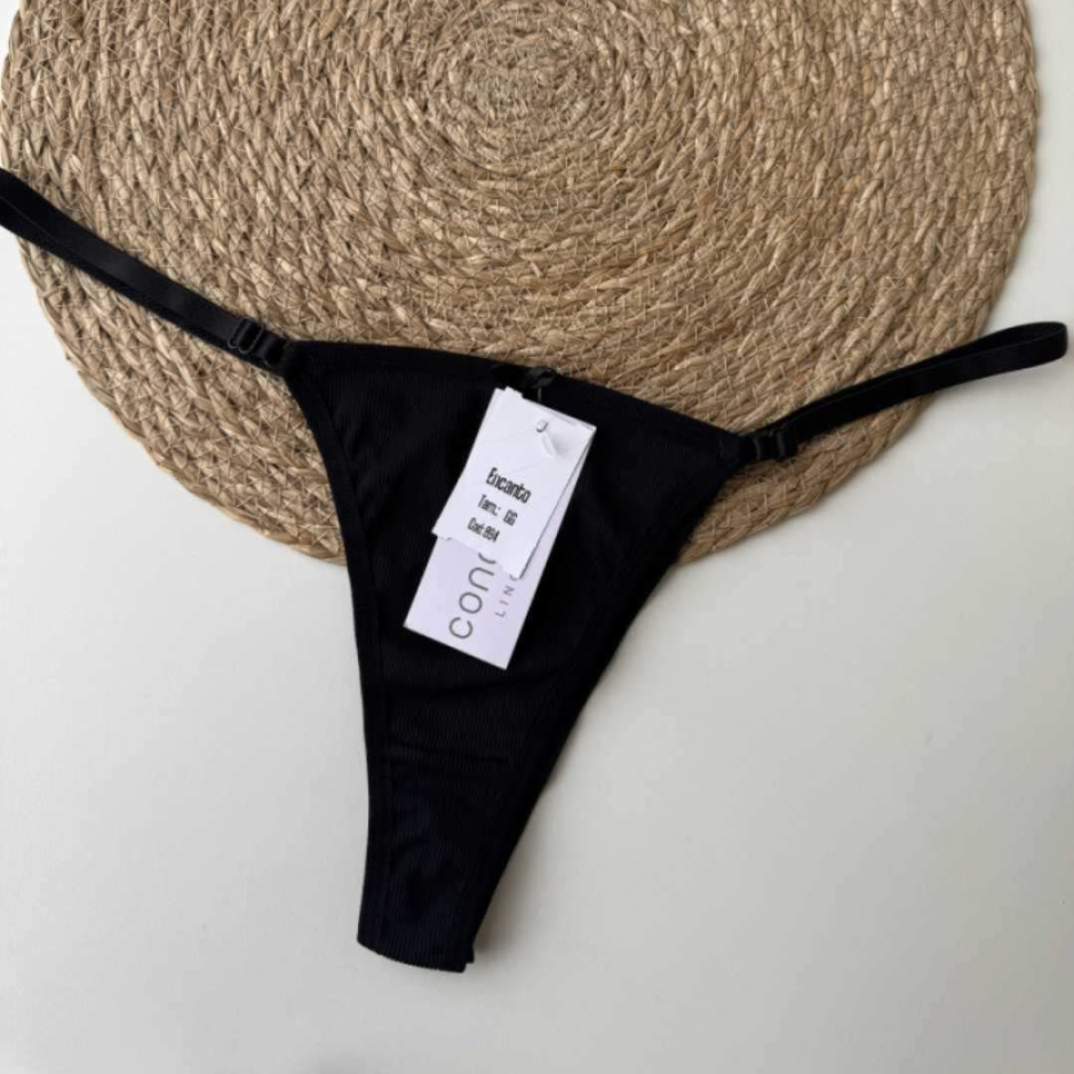 Tanga Encanto Ref 894 com Regulagem Lateral Microfibra Canelada Ajuste Perfeito e Conforto Premium - #11