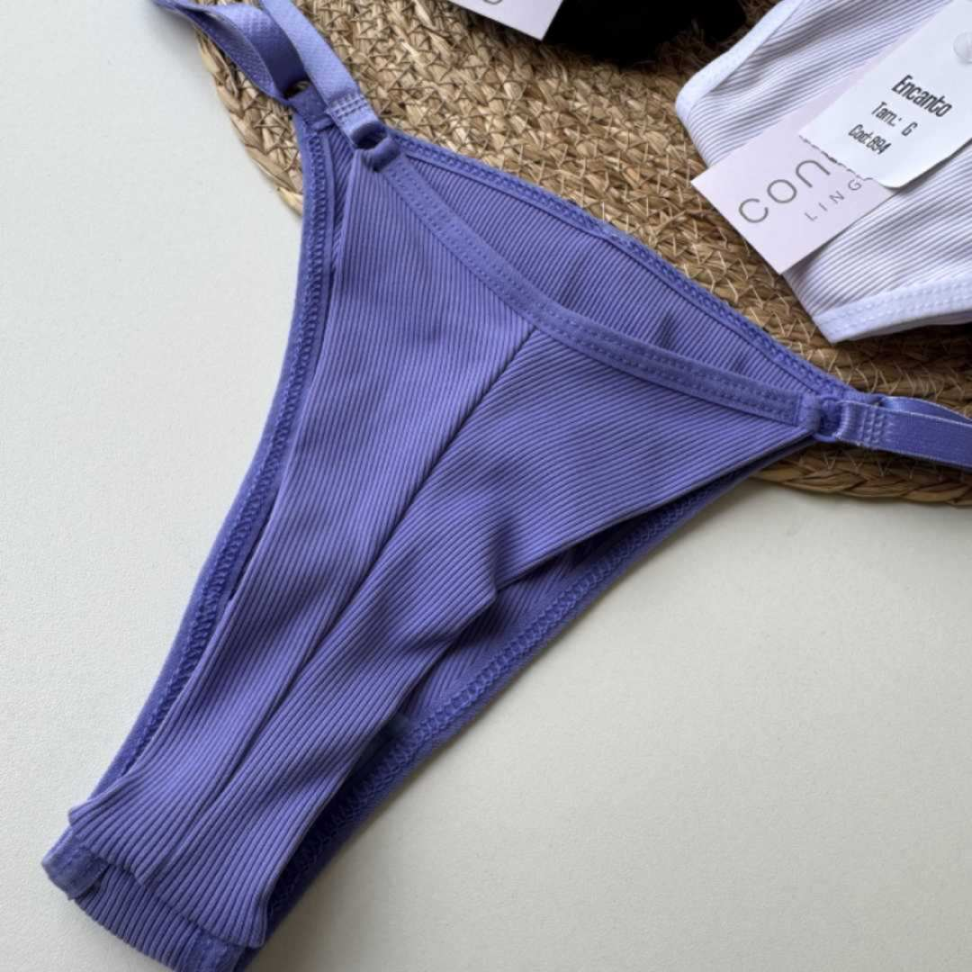 Tanga Encanto Ref 894 com Regulagem Lateral Microfibra Canelada Ajuste Perfeito e Conforto Premium - #14