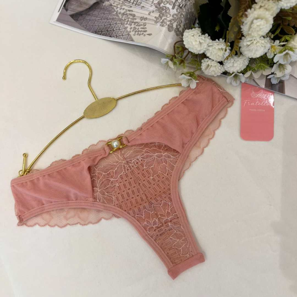 Tanga Tamires Renda e Tule Sensual Confortável com Detalhe Luxo Ref. 149 - #3