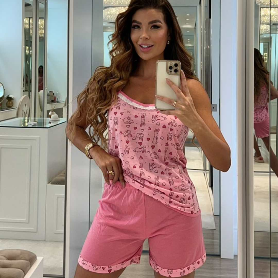 Bermudoll Malha Ref 740 Conjunto Confortável Estampado com Short e Alcinha - #3