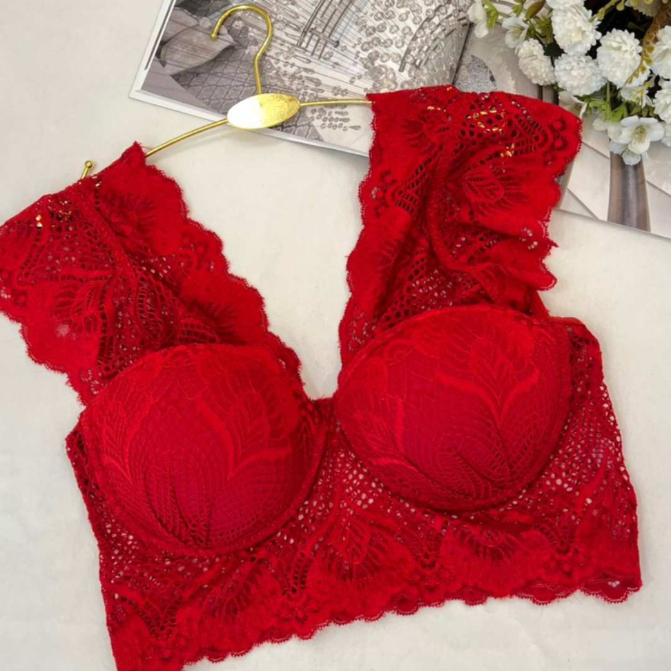Sutiã Cropped Gabi em Renda Luxo com Bojo Elegância Sustentação e Conforto - #4