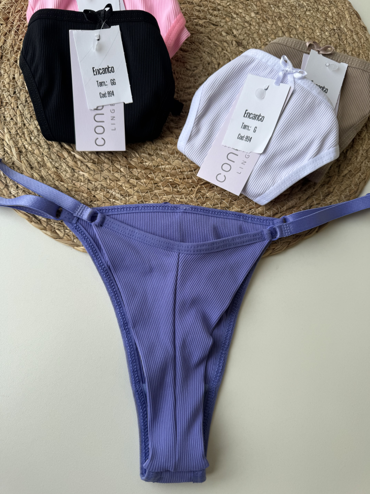 Tanga Fio Duplo Lateral Com Regulagem Canelada - #14