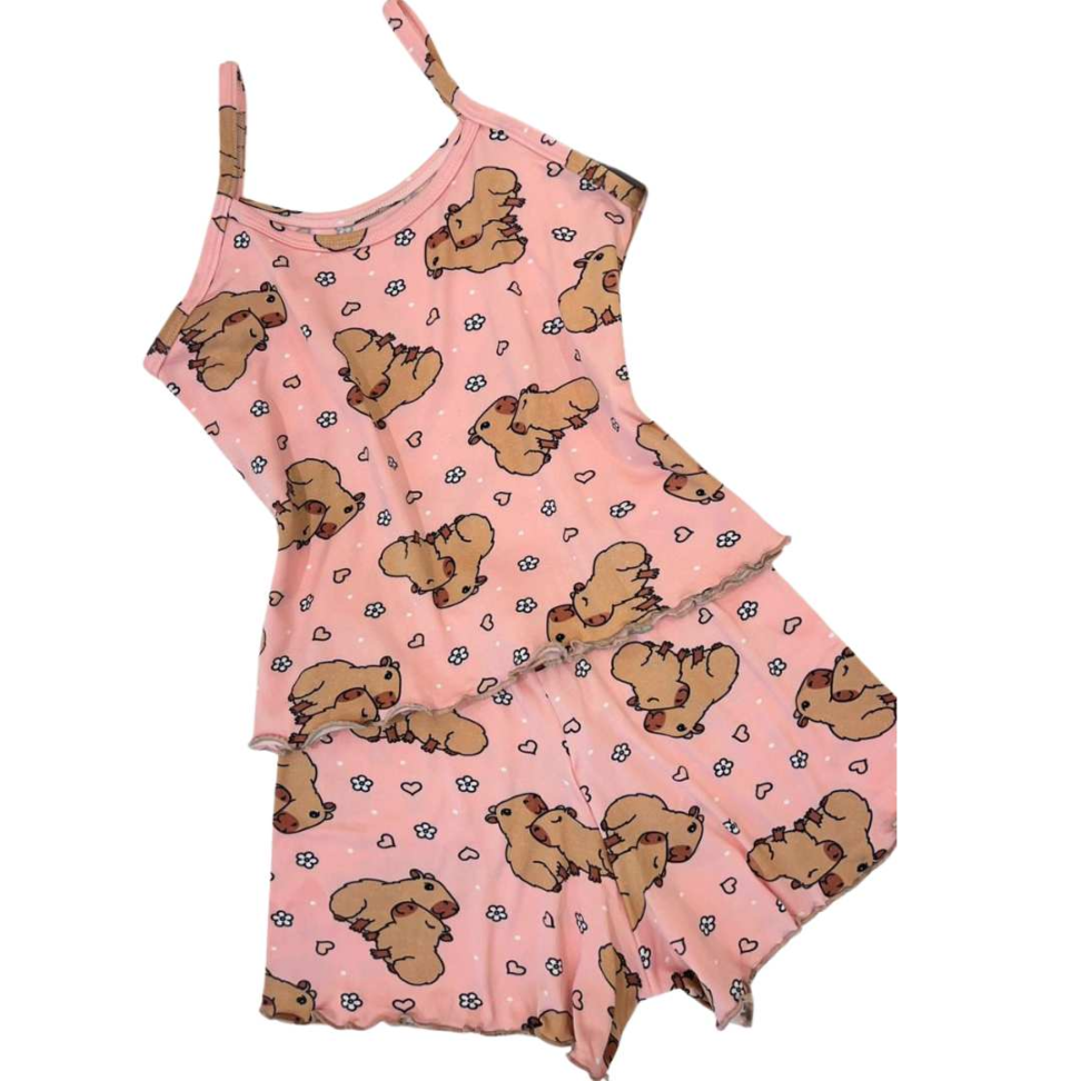 Baby Doll Infantil Suede Capivara Fofo Confortável Estampado Ref. 7961/7959 - #8