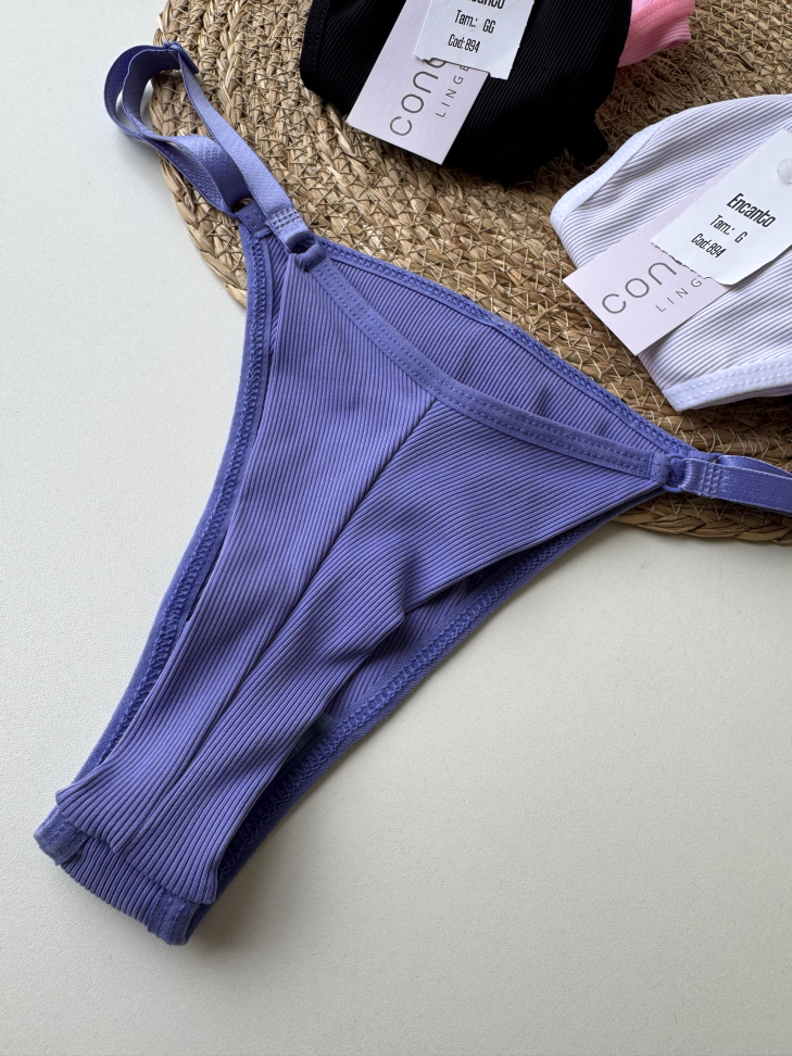 Tanga Fio Duplo Lateral Com Regulagem Canelada - #16