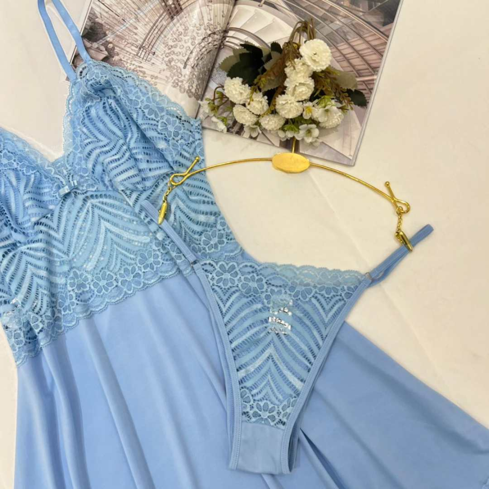 Camisola Jamile com Renda e Tule Leve com Calcinha Sensual e Delicada Ref. 572P - #14