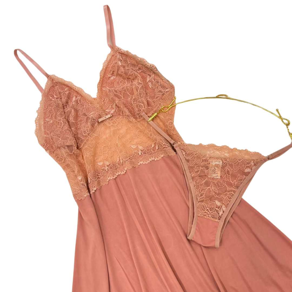 Camisola Jamile com Renda e Tule Leve com Calcinha Sensual e Delicada Ref. 572P - #9