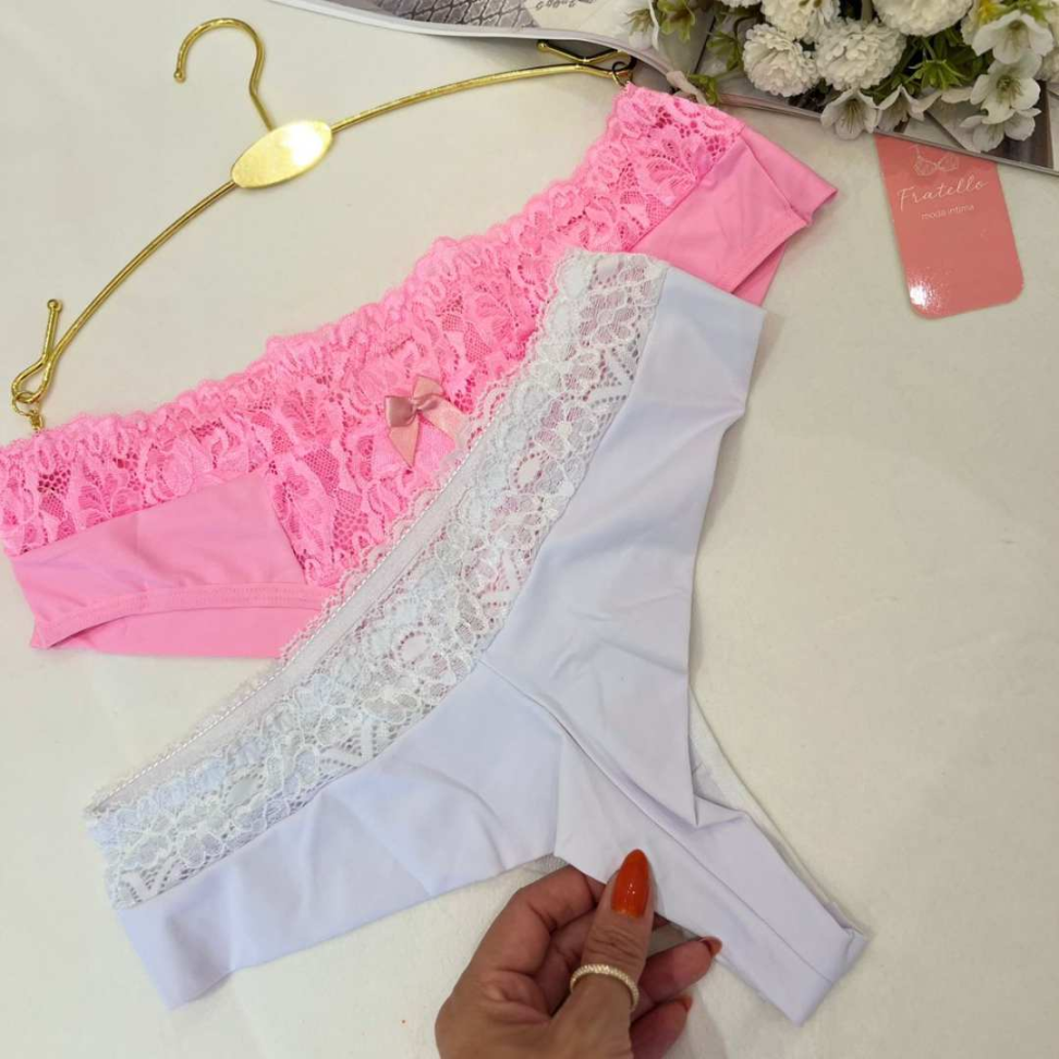 Tanga Marinele Ref 148 Microfibra com Renda Delicada Confortável Calcinha Feminina Sexy Dia a Dia - #4