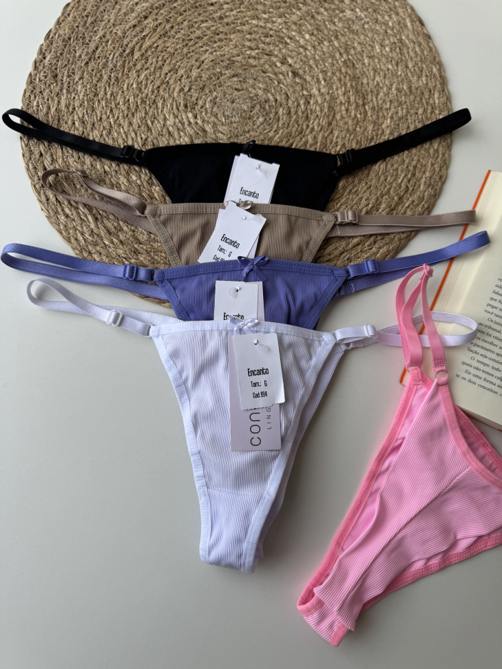 Tanga Fio Duplo Lateral Com Regulagem Canelada - #4