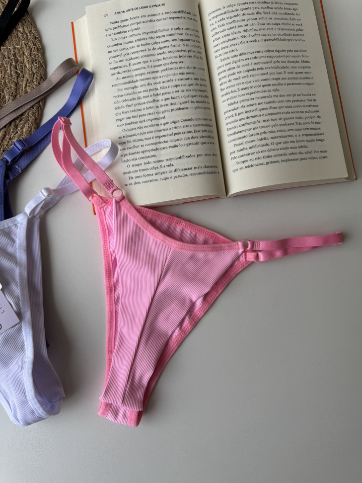 Tanga Fio Duplo Lateral Com Regulagem Canelada - #3