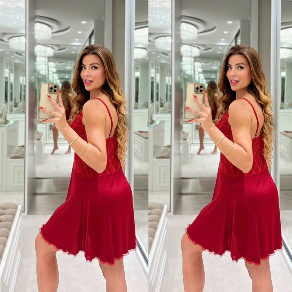 Camisola Jamile com Renda e Tule Leve com Calcinha Sensual e Delicada Ref. 572P - #6