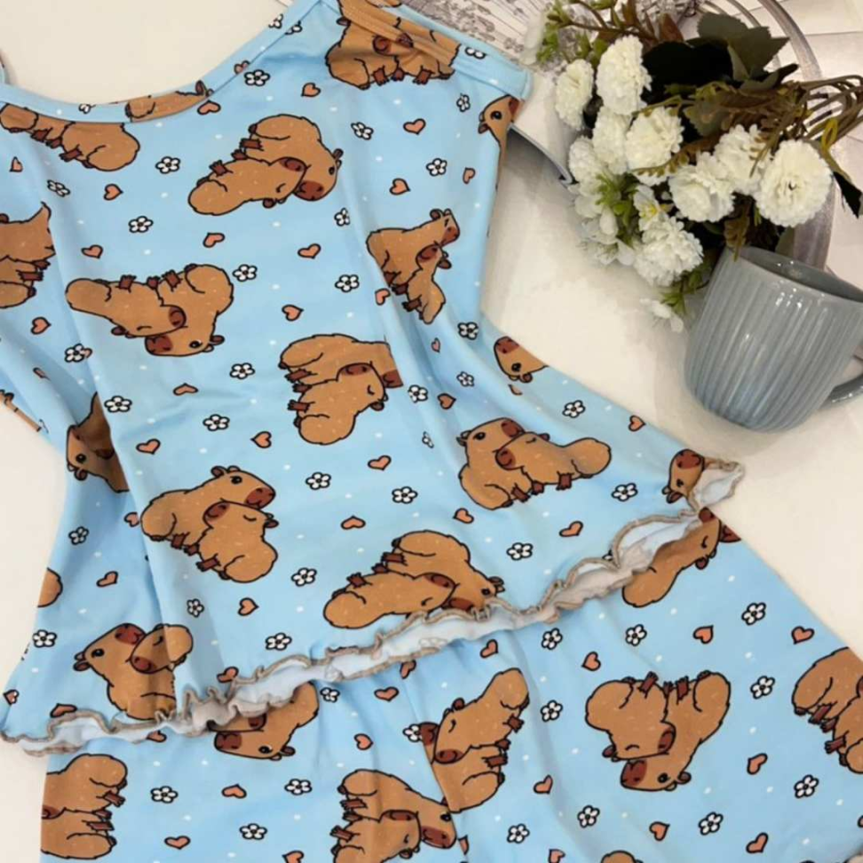 Baby Doll Infantil Suede Capivara Fofo Confortável Estampado Ref. 7961/7959 - #3