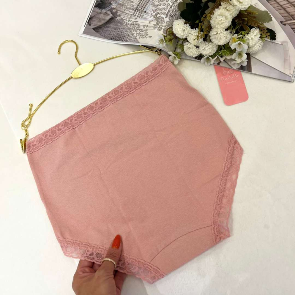 Calçola Realeza Ref 896 Algodão Cintura Alta Confortável com Renda Calcinha Feminina - #2