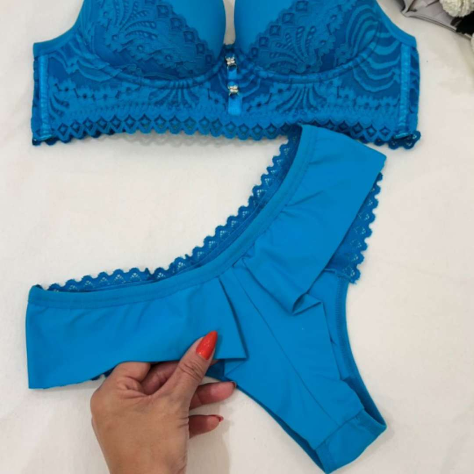 Conjunto Marcela Ref 245 Lingerie Premium com Bojo Renda Sofisticada e Fio Confortável. - #5