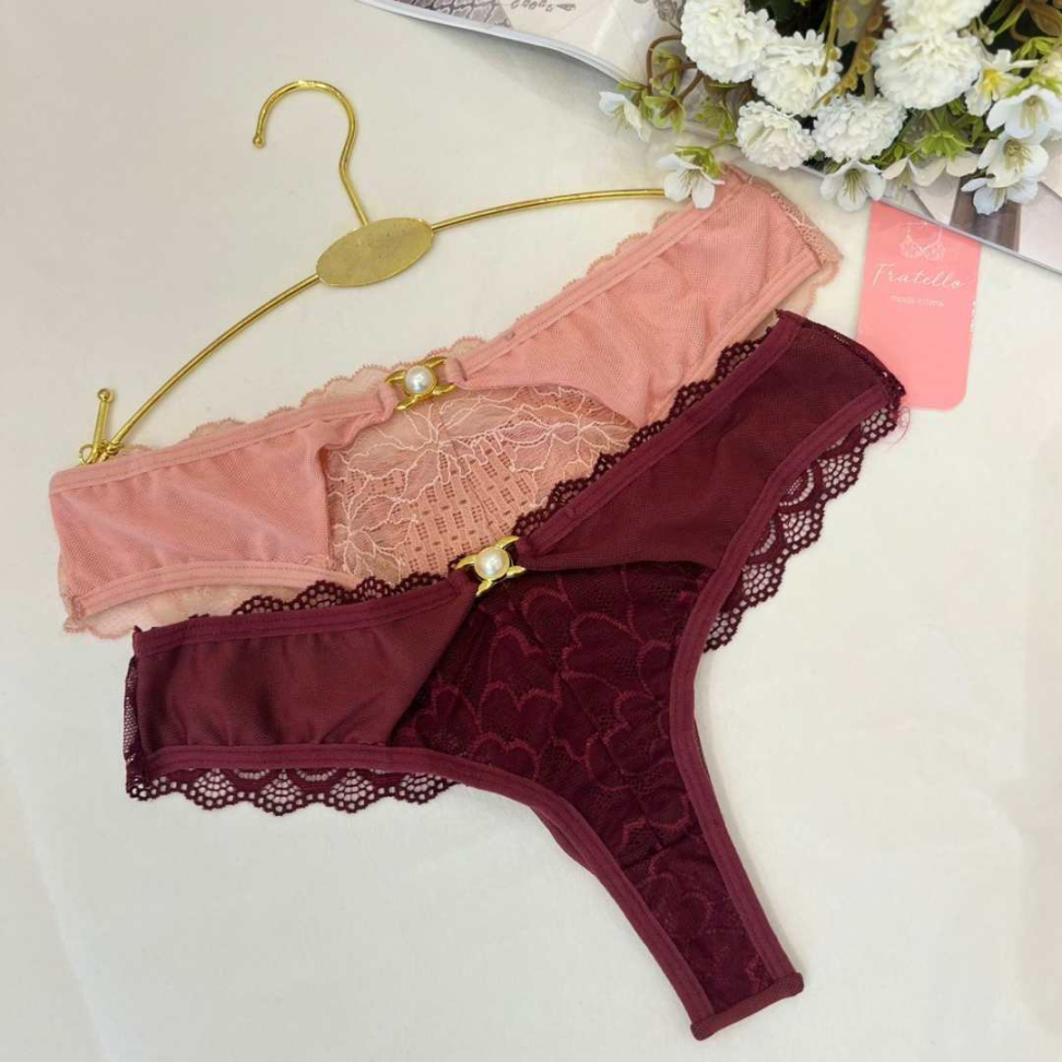 Tanga Tamires Renda e Tule Sensual Confortável com Detalhe Luxo Ref. 149 - #4