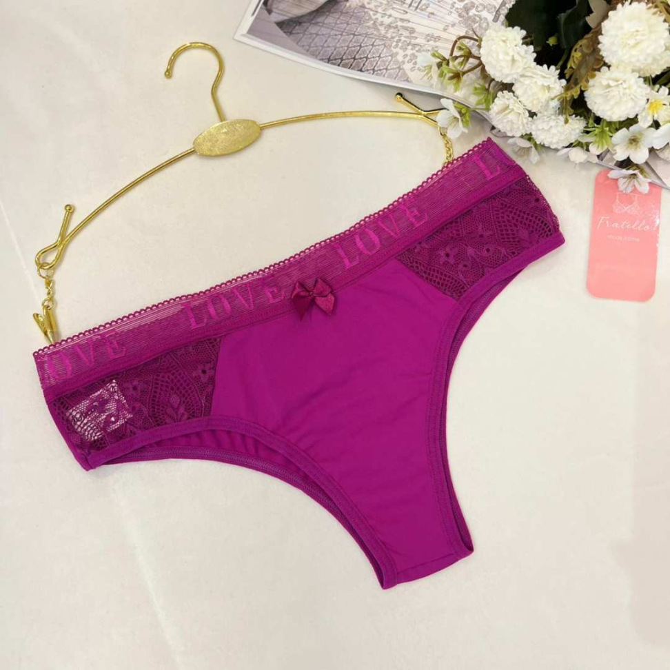 Tanga Adele Ref 127 Microfibra Renda Love Calcinha Feminina Confortável Traseira Cavada Sexy - #3