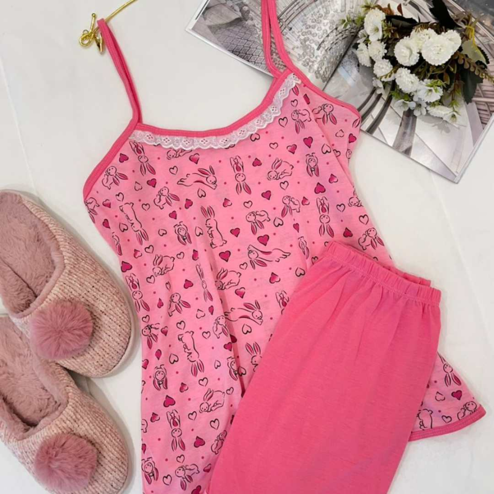 Bermudoll Malha Ref 740 Conjunto Confortável Estampado com Short e Alcinha - #4