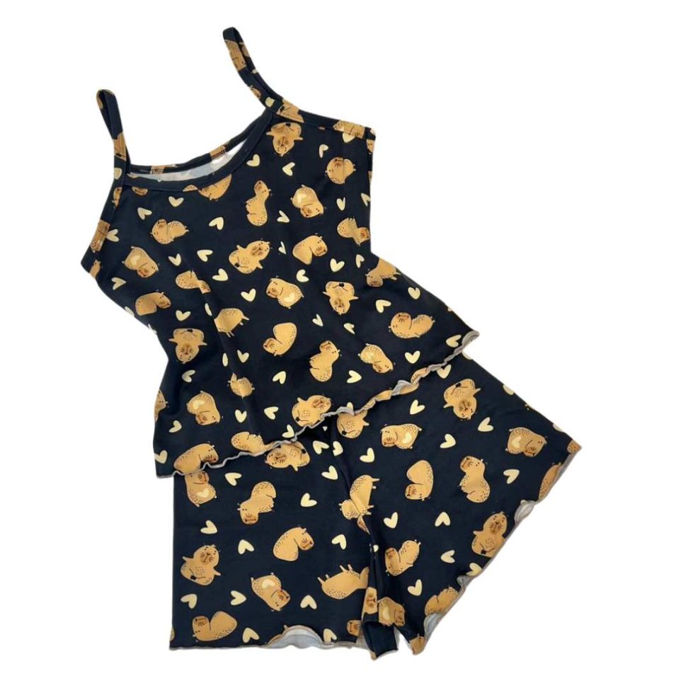 Baby Doll Infantil Suede Capivara Fofo Confortável Estampado Ref. 7961/7959 - #7