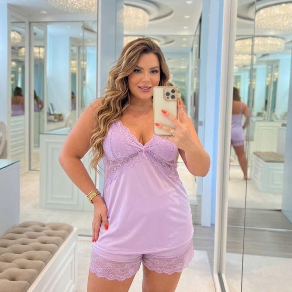 Baby Doll Iris Plus Size em Liganete com Renda Conforto Elegância e Caimento Perfeito Ref. 628 - #3