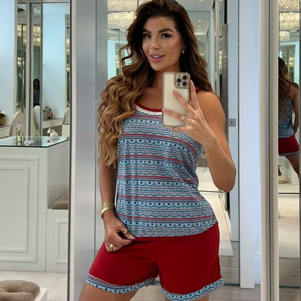 Bermudoll Malha Ref 740 Conjunto Confortável Estampado com Short e Alcinha - #8