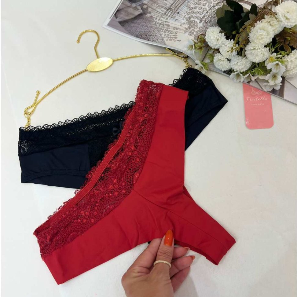 Tanga Marinele Ref 148 Microfibra com Renda Delicada Confortável Calcinha Feminina Sexy Dia a Dia - #3