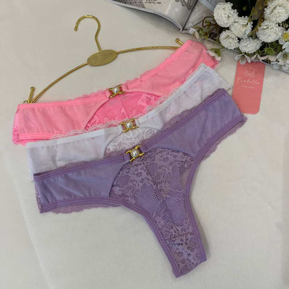 Tanga Tamires Renda e Tule Sensual Confortável com Detalhe Luxo Ref. 149 - #2