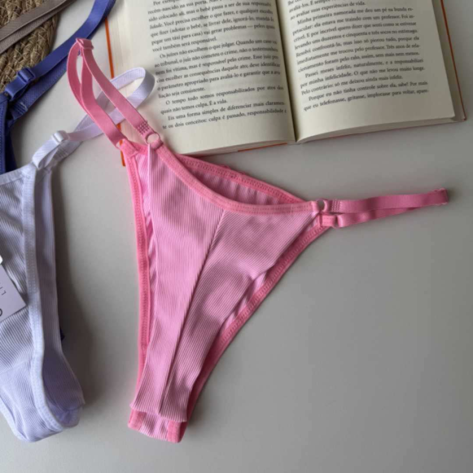 Tanga Encanto Ref 894 com Regulagem Lateral Microfibra Canelada Ajuste Perfeito e Conforto Premium - #16