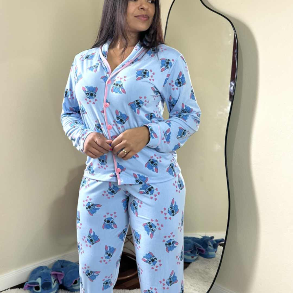 Pijama Longo Americano Suede Premium - #8