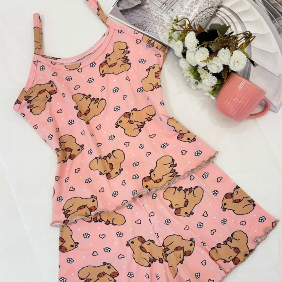 Baby Doll Infantil Suede Capivara Fofo Confortável Estampado Ref. 7961/7959 - #16