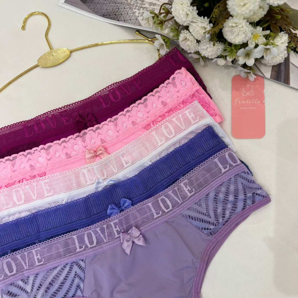 Tanga Adele Ref 127 Microfibra Renda Love Calcinha Feminina Confortável Traseira Cavada Sexy - #2