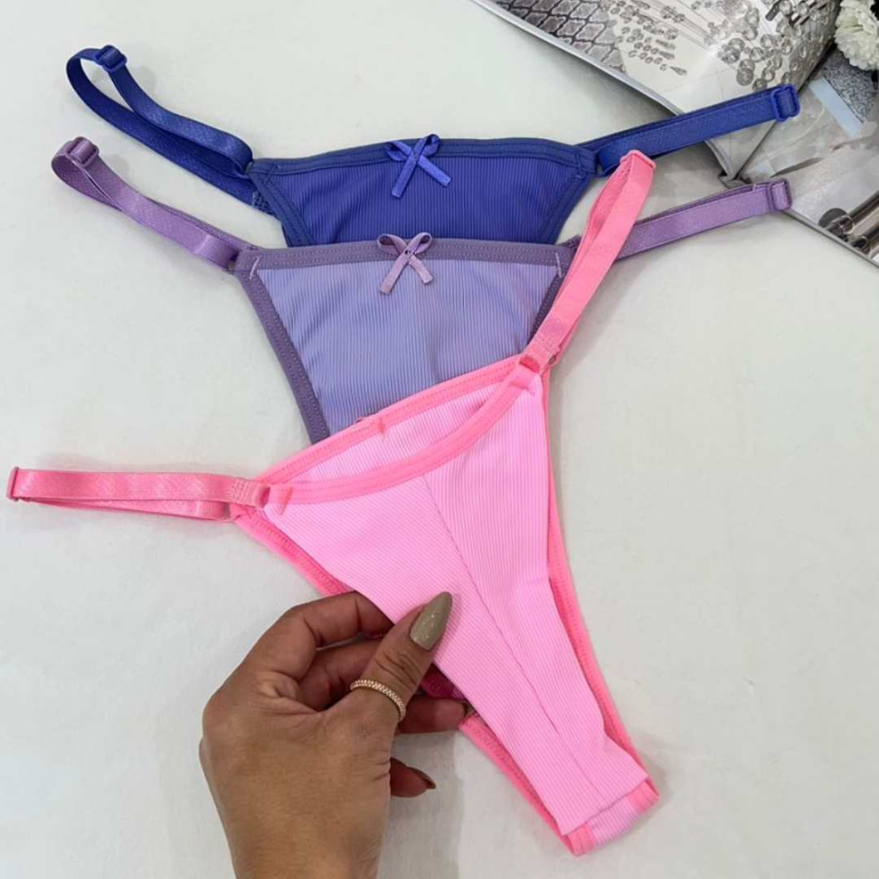 Tanga Encanto Ref 894 com Regulagem Lateral Microfibra Canelada Ajuste Perfeito e Conforto Premium - #3