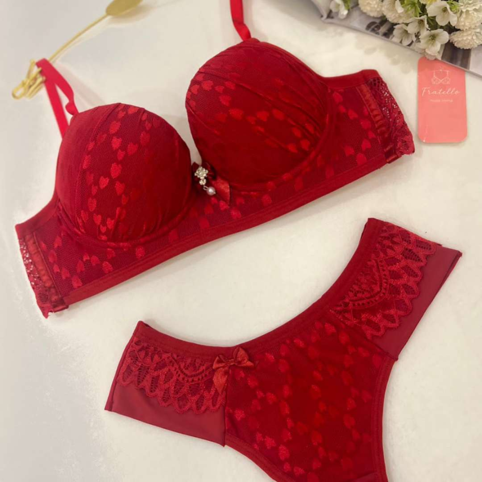 Conjunto Lingerie Janayca Ref 259 Renda Coração Sutiã Com Bojo Tanga Fio Duplo Sexy Luxo - #10