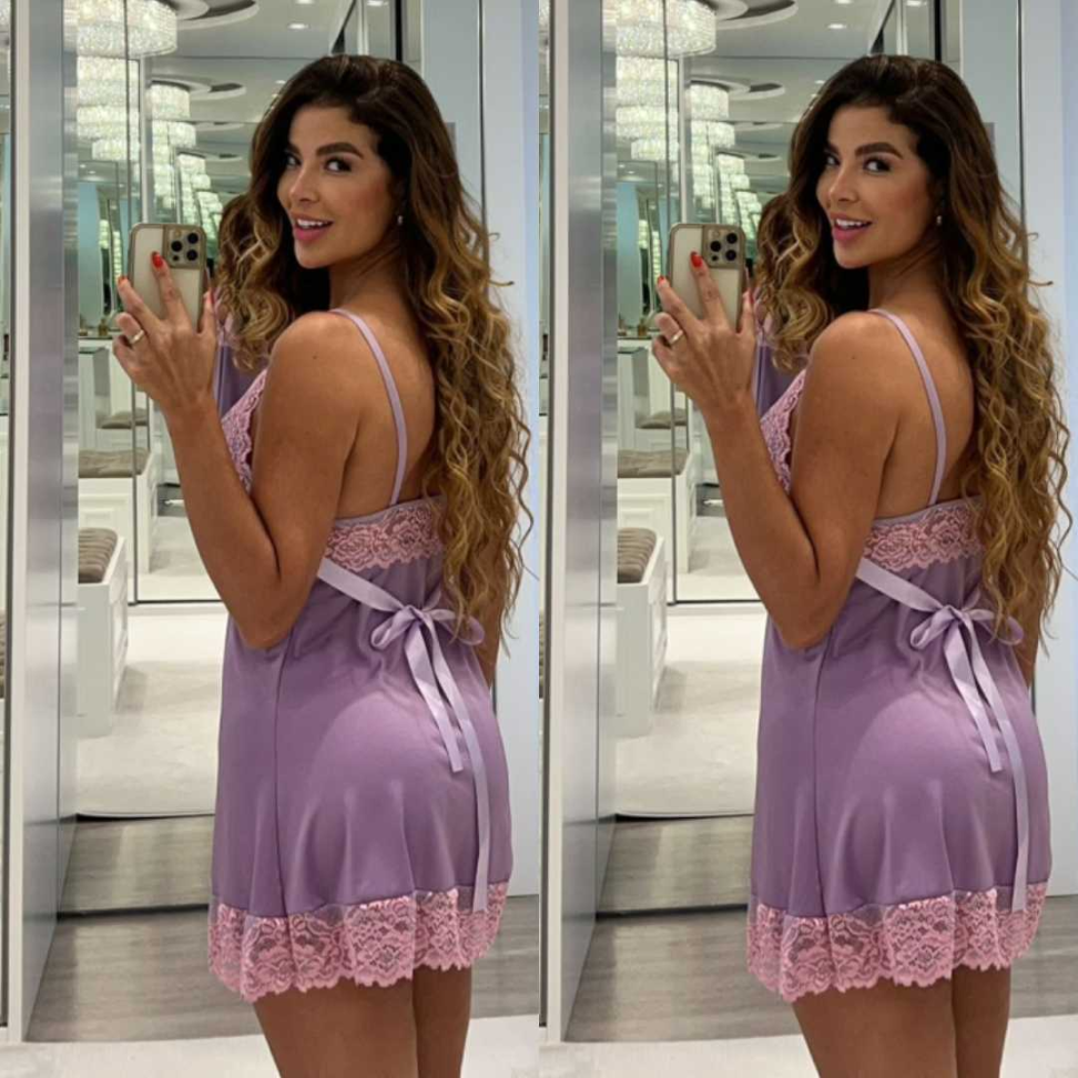 Camisola Raquel em Liganete com Renda Sensual, Confortável e Elegante - #11
